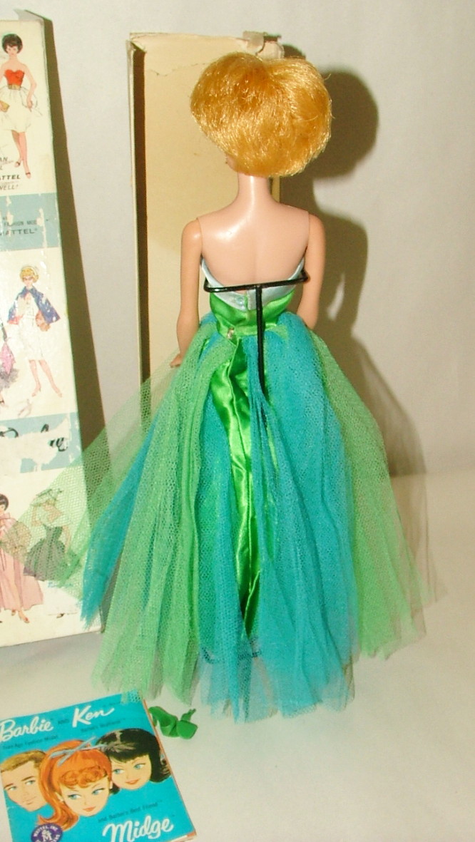 1960s Mattel Blonde Bubble Cut Barbie In Original Dress Box Senior 